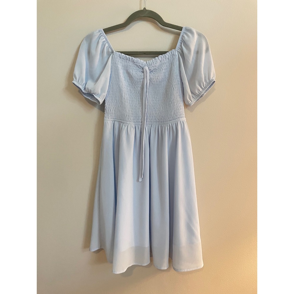 Byinns Smocked Flutter Sleeve Light Blue Dress